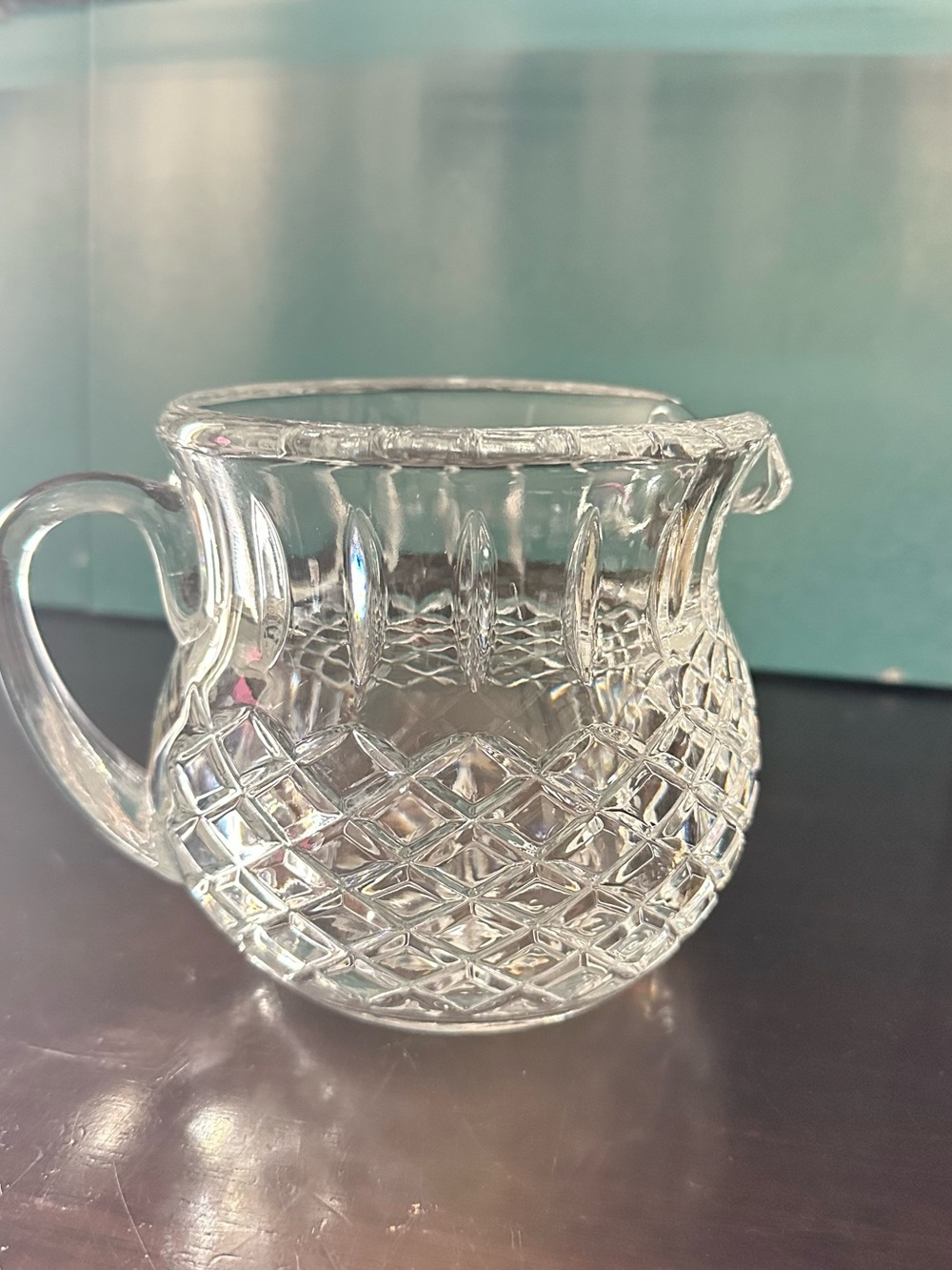 Clear Glass Diamond-Cut Pitcher